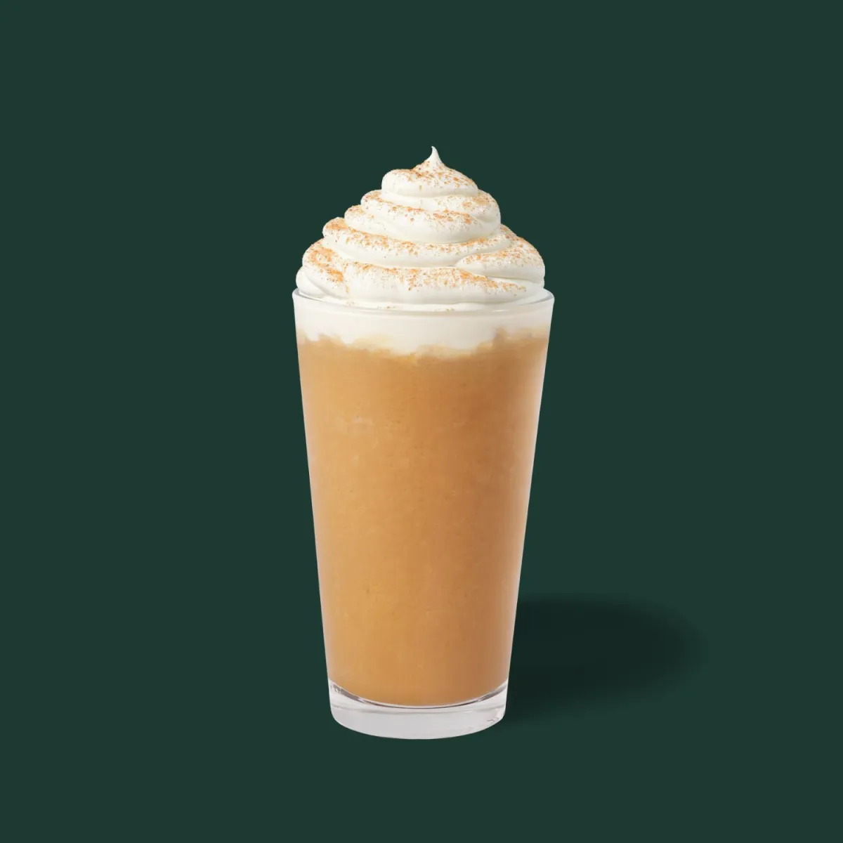 Starbucks Pumpkin Spice Cream Frappuccino with Blended cream, milk and ice.  Topped with whipped cream and Pumpkin Spice topping.