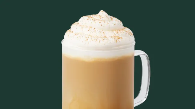 Starbucks Pumpkin Spice Latte with a blend of pumpkin and traditional fall spice flavours.